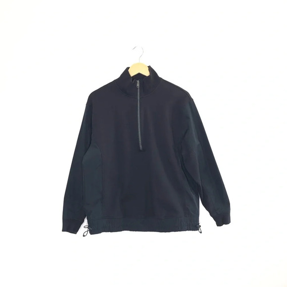 Athleta Mens Black Quarter Zip Pullover Sweater Jacket Medium - Picture 1 of 5